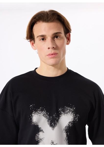 Bisiklet Yaka Siyah Erkek T-Shirt UMA24071TS