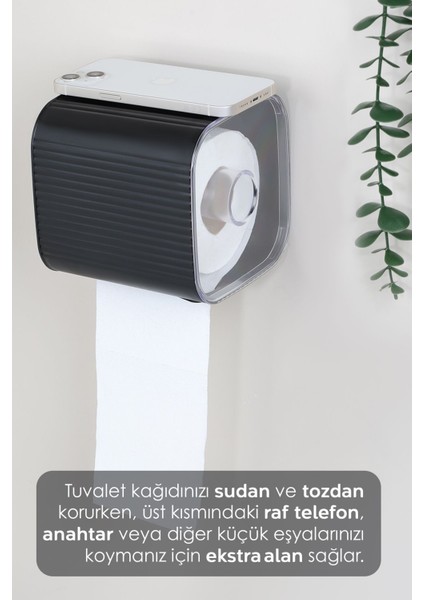 Pratik Siyah Kapalı Tuvalet Kağıtlığı, Raflı, Şık ve Dayanıklı Plastik Tasarım fiyatları