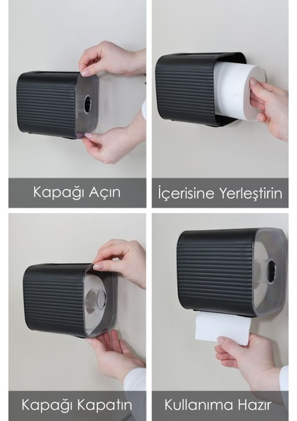 Pratik Siyah Kapalı Tuvalet Kağıtlığı, Raflı, Şık ve Dayanıklı Plastik Tasarım indirimleri