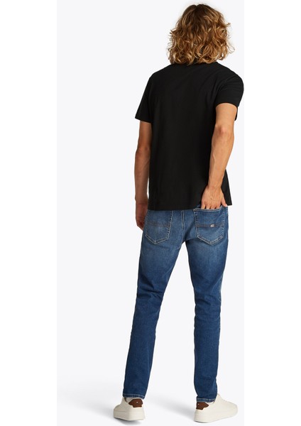 Bisiklet Yaka Siyah Erkek T-Shirt DM0DM20818BDS Tjm Reg Vrsıty Nvl
