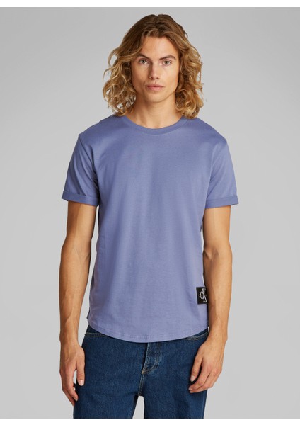 Koyu Mavi Erkek T-Shirt J30J323482PCP Badge Turn Up Sleeve fiyatları