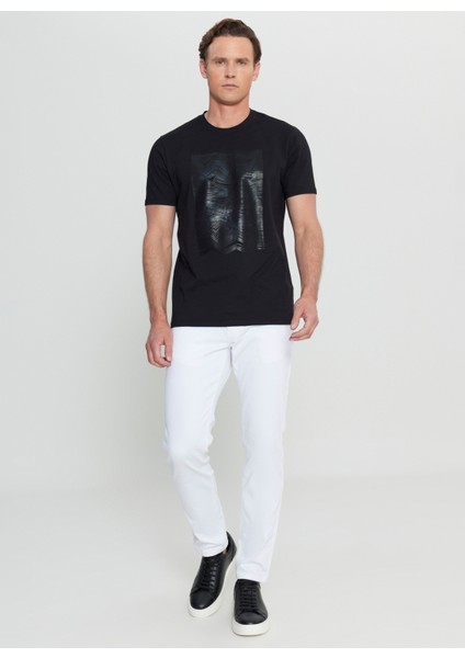 Bisiklet Yaka Baskılı Siyah Erkek T-Shirt ACE091252408_SYH