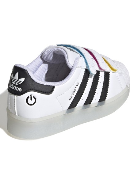 Beyaz - Siyah Erkek Çocuk Yürüyüş Ayakkabısı JI0506-SUPERSTAR LED Lıghts Cf C