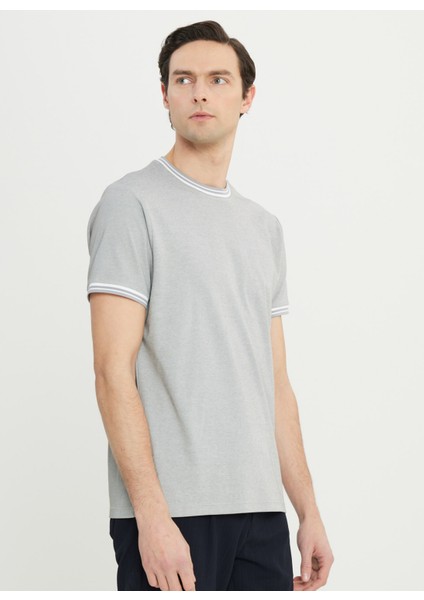 Bisiklet Yaka Düz Açık Gri Erkek T-Shirt ACE091252105_AGR modelleri