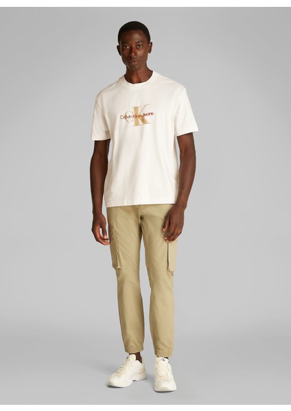 Kırık Beyaz Erkek T-Shirt J30J327471YAS Monologo Shıft Tee