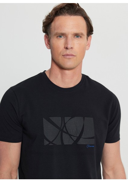 Bisiklet Yaka Baskılı Siyah Erkek T-Shirt ACE091252068_SYH fırsatları
