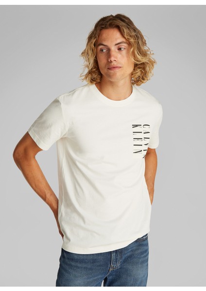 Kırık Beyaz Erkek T-Shirt J30J327474YAS Serıf Box Graphıc Tee
