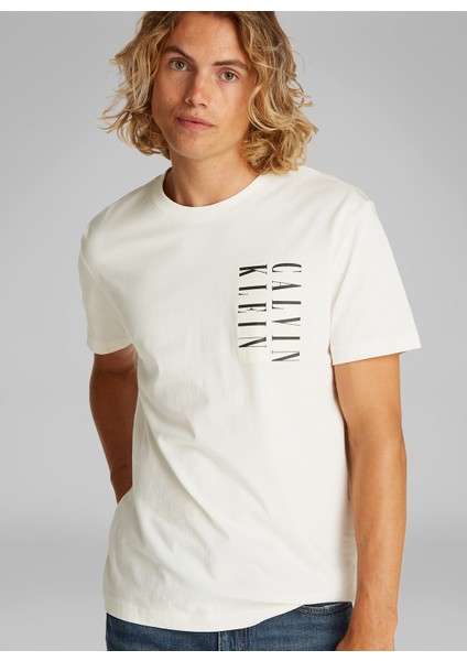 Kırık Beyaz Erkek T-Shirt J30J327474YAS Serıf Box Graphıc Tee