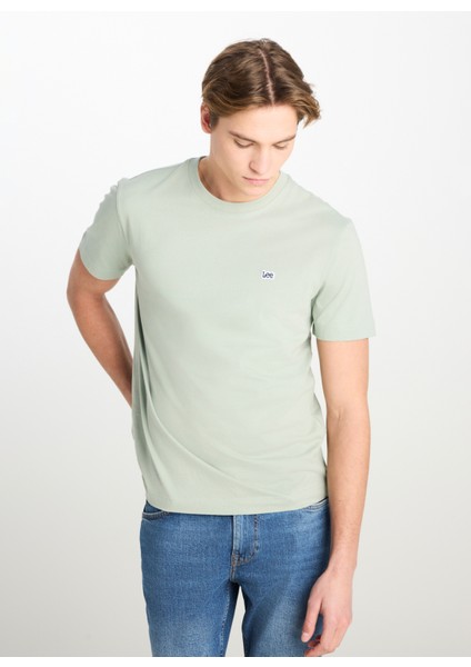 Bisiklet Yaka Mint Erkek T-Shirt ML60UFQ303 Regular Fit Patch Logo modelleri