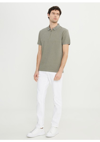 Fermuarlı Yaka Jakarlı Haki Erkek T-Shirt ACE091252339_HAK fiyatları