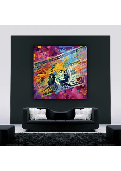 Renkli Arkaplan Dolar Cam Tablo