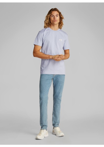 Açık Mavi Erkek T-Shirt J30J327100CAG Woven Label Regular
