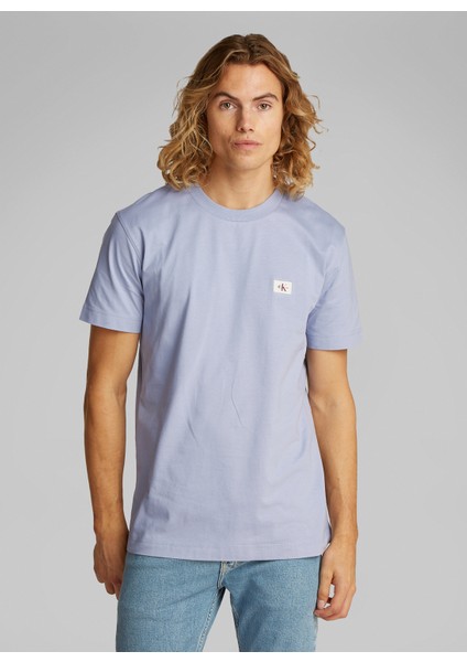 Açık Mavi Erkek T-Shirt J30J327100CAG Woven Label Regular fiyatları