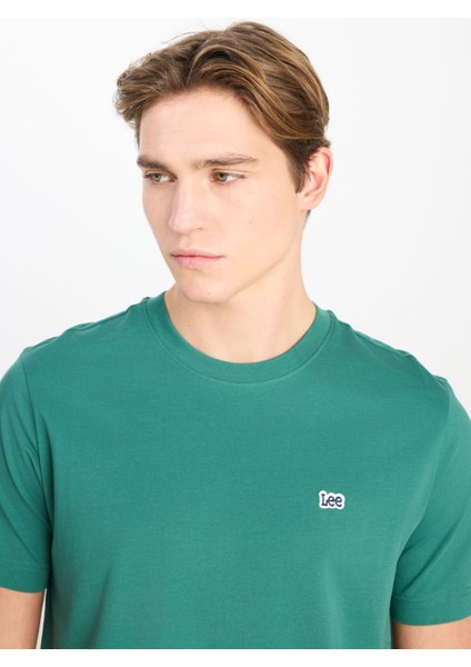 Bisiklet Yaka Yeşil Erkek T-Shirt ML60UFQG26 Regular Fit Patch Logo fiyatları