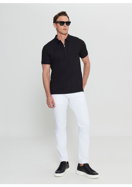Fermuarlı Yaka Jakarlı Siyah Erkek T-Shirt ACE091252339_SYH fiyatları