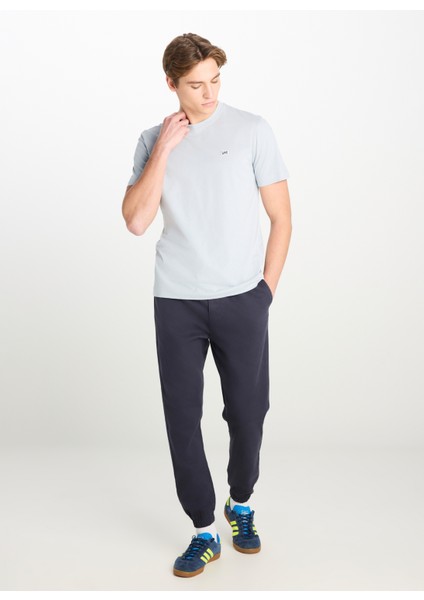 Bisiklet Yaka Gri Erkek T-Shirt ML60UFQ475 Regular Fit Patch Logo