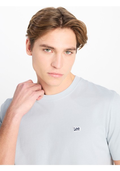 Bisiklet Yaka Gri Erkek T-Shirt ML60UFQ475 Regular Fit Patch Logo