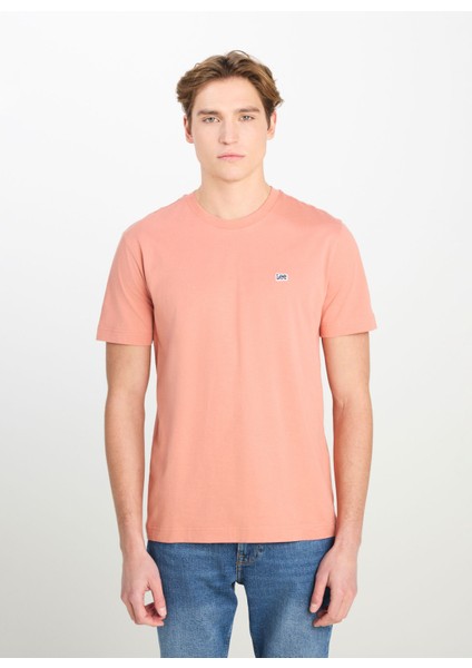 Bisiklet Yaka Somon Erkek T-Shirt ML60UFQUK Regular Fit Patch Logo fiyatları