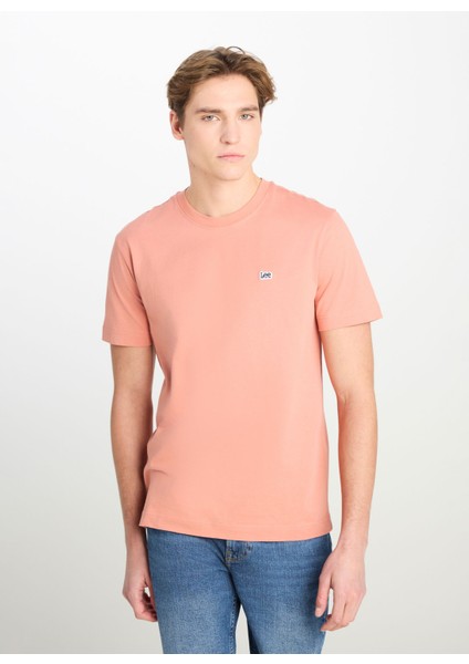 Bisiklet Yaka Somon Erkek T-Shirt ML60UFQUK Regular Fit Patch Logo modelleri