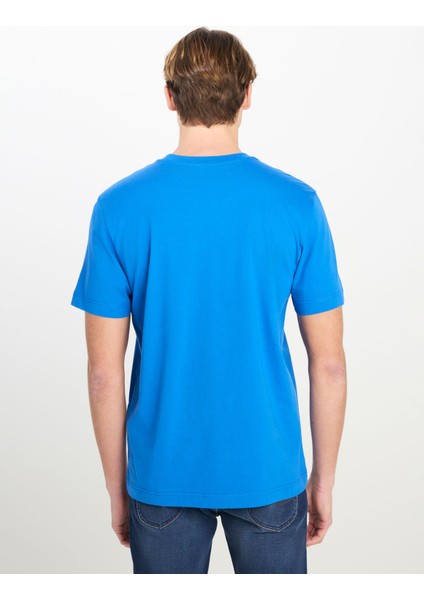 Bisiklet Yaka Saks Erkek T-Shirt ML60UFQA13 Regular Fit Patch Logo indirimleri