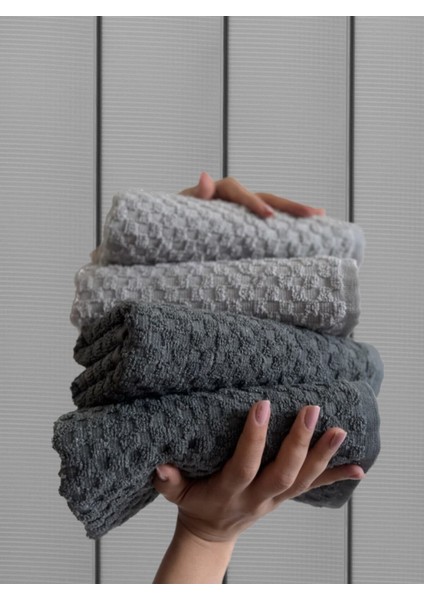 Kare 4'lü 50x90cm El ve Yüz Havlu Seti, yumuşak ve şık pamuklu kullanım modelleri