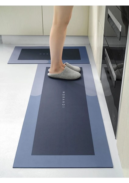 Büyük Boy Mavi Dikdörtgen Su Emici Paspas 118x38 cm, Mutfak ve Banyo İçin fırsatları