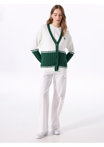 Koyu Yeşil - Beyaz Kadın Hırka J5SL-HRK7048 modelleri