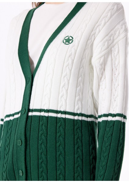 Koyu Yeşil - Beyaz Kadın Hırka J5SL-HRK7048 indirimleri