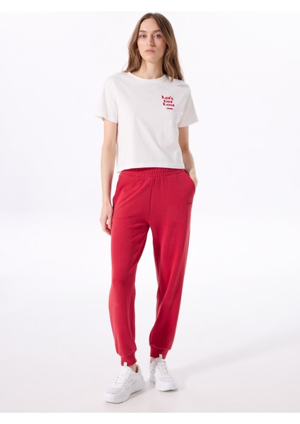 Bisiklet Yaka Nakışlı Kırık Beyaz Kadın T-Shirt J5SL-TST7884 fiyatları