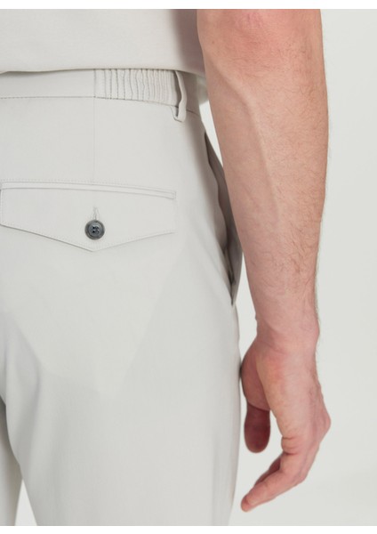 Lastikli Bel Normal Paça Slim Fit Taş Erkek Pantolon ACE001252195_TAS