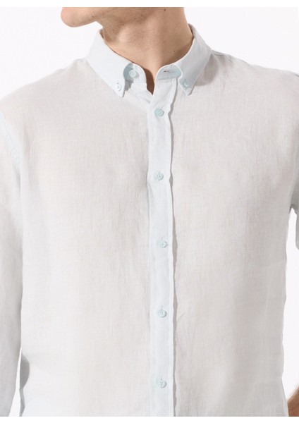 Mavi Erkek Düğmeli Regular Fit %100 Keten Gömlek F5SM-GML 2767 fırsatları