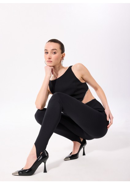 Bisiklet Yaka Düz Siyah Kadın Bluz F5SL-BLZ0274