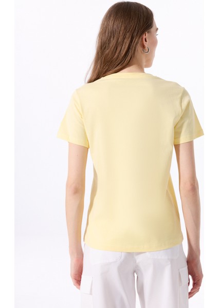 Bisiklet Yaka Baskılı Sarı Kadın T-Shirt J5SL-TST7009 indirimleri