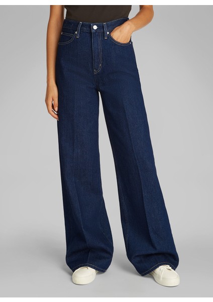 Yüksek Bel Geniş Paça Koyu Indigo Kadın Denim Pantolon K20K2082531AQ fiyatları
