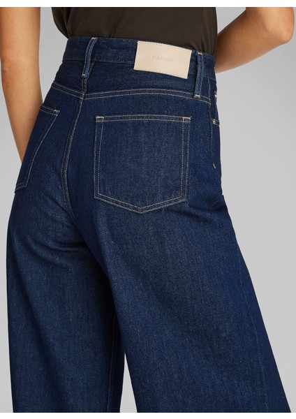 Yüksek Bel Geniş Paça Koyu Indigo Kadın Denim Pantolon K20K2082531AQ modelleri