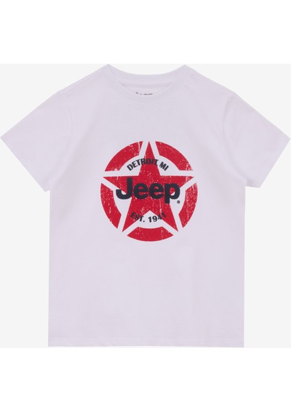 Baskılı Beyaz Erkek Çocuk T-Shirt J5SB-TST7765