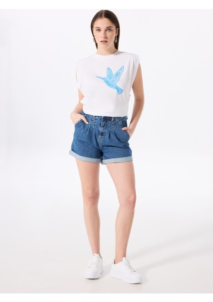 Bisiklet Yaka Baskılı Kırık Beyaz Kadın T-Shirt F5SL-TST0372 fiyatları
