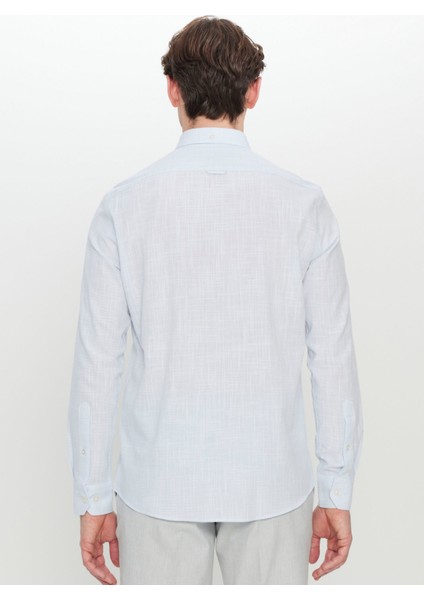 Slim Fit Düğmeli Yaka Mavi Erkek Gömlek ACE020252168_MAV indirimleri