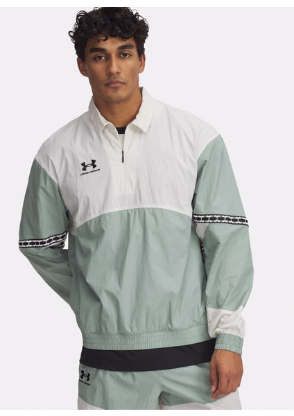 1387923-348 Ua M's 96 Terrace Drill Fermuarlı Yaka Loose Fit Yeşil Erkek Sweatshirt
