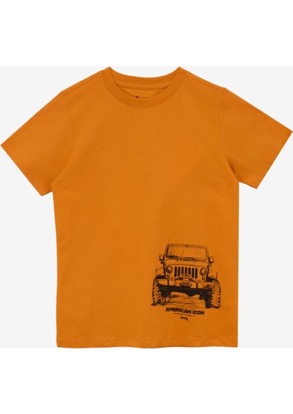 Baskılı Turuncu Erkek Çocuk T-Shirt J5SB-TST7762
