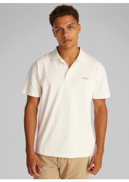 Kırık Beyaz Erkek Polo T-Shirt J30J327534YAS Ck Label Polo modelleri