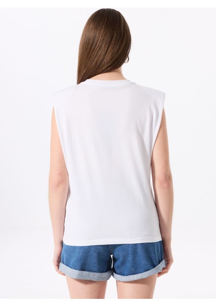 Bisiklet Yaka Baskılı Kırık Beyaz Kadın T-Shirt F5SL-TST0372 indirimleri
