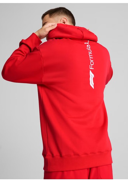 63012103 F1 Ess+ Graphic Hoodie Pop Kapüşonlu Lastikli Bel Regular Fit Kırmızı Erkek Sweatshirt