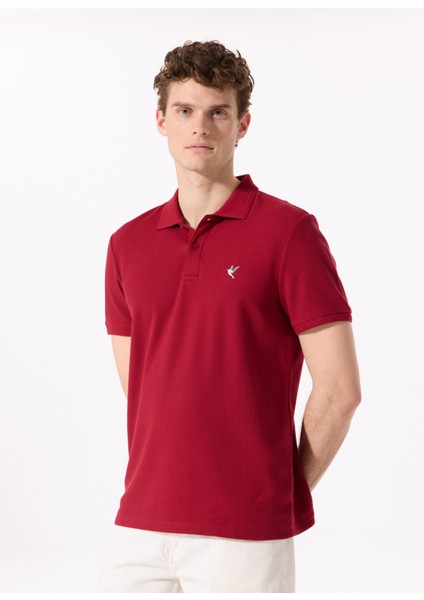 Bordo Erkek Basic %100 Pamuk Polo T-Shirt F5SM-TST 2779