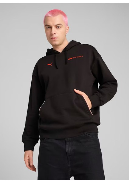 63012103 F1 Ess+ Graphic Hoodie Pop Kapüşonlu Lastikli Bel Regular Fit Siyah Erkek Sweatshirt