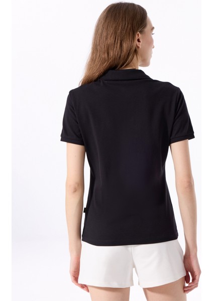 Siyah Kadın Relaxed Düz Polo T-Shirt J5SL-TST7070 indirimleri