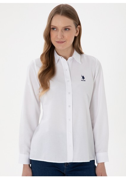 Slim Fit Gömlek Yaka Beyaz Kadın Gömlek WOX025Y modelleri