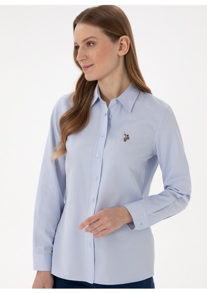 Slim Fit Gömlek Yaka Açık Indigo Kadın Gömlek WOXCOLOR025Y modelleri