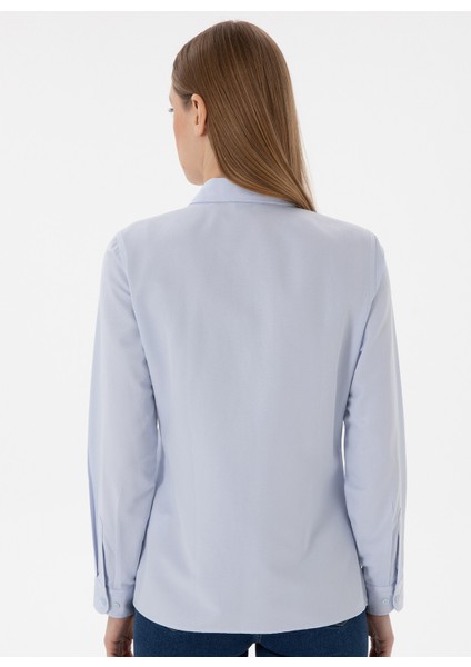Slim Fit Gömlek Yaka Açık Indigo Kadın Gömlek WOXCOLOR025Y indirimleri