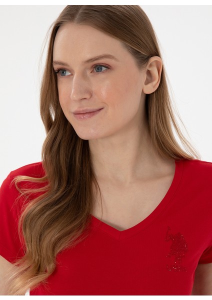 V Yaka Kırmızı Kadın T-Shirt TV0125 fiyatları